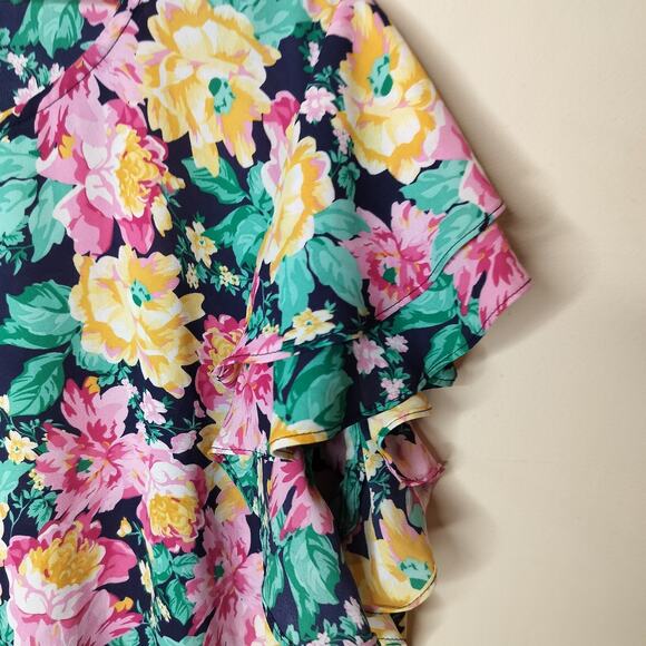 Counterparts Floral Blouse Ruffle Flutter Sleeve Colorful - Picture 5 of 8
